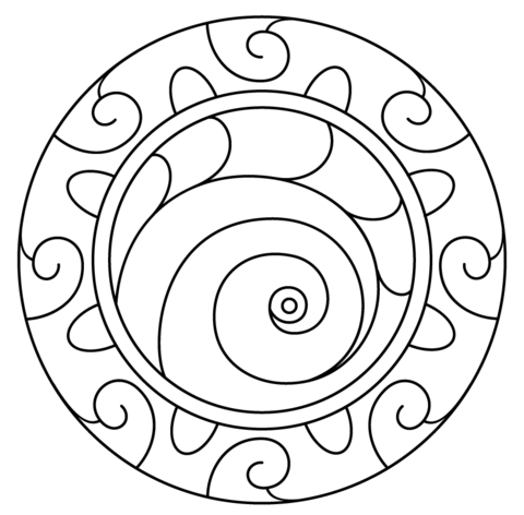 Mandala With Spiral Pattern Coloring Page